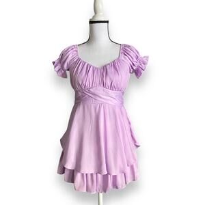 American Threads Eleanor Ruffle Wrap Romper Sz S Lavender Cottage Core Coquette